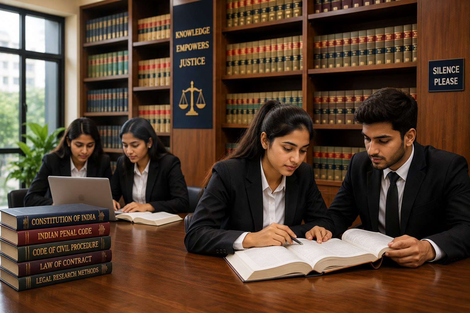 Law Student in Library